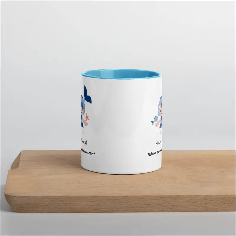 Fische (Pisces) - Tasse mit farbiger Innenseite - Blau