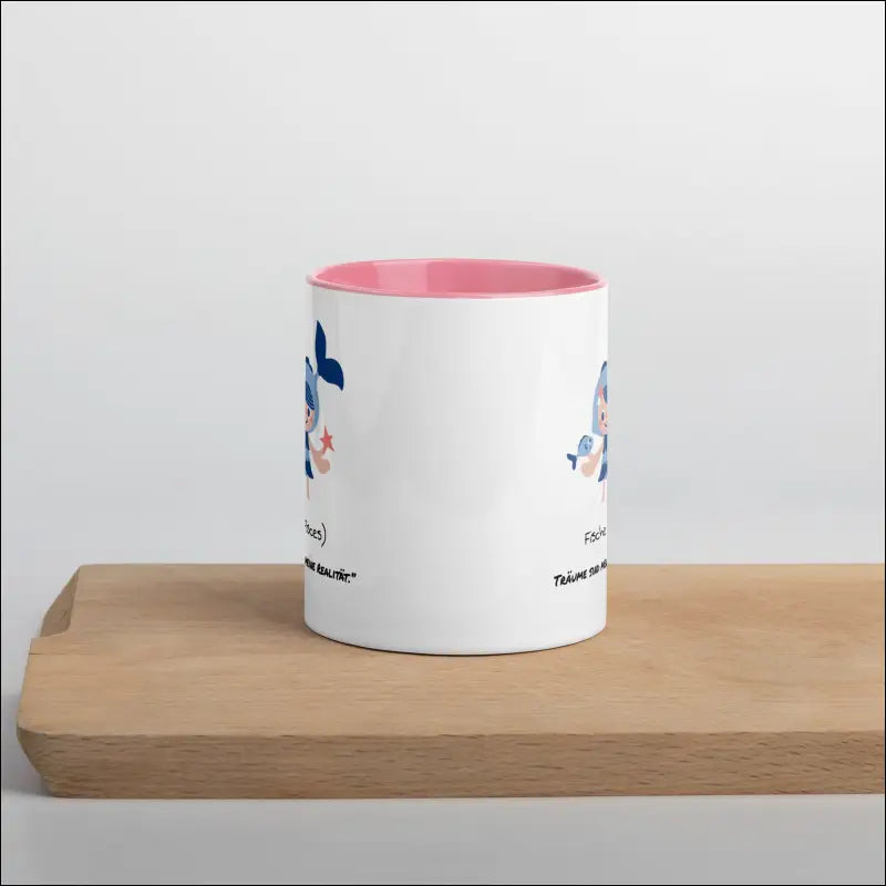 Fische (Pisces) - Tasse mit farbiger Innenseite - Pink