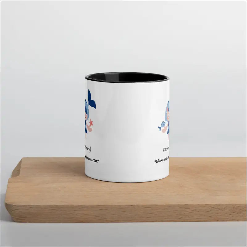 Fische (Pisces) - Tasse mit farbiger Innenseite - Schwarz