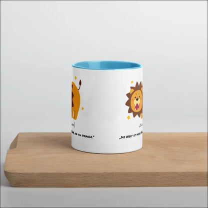 Löwe (Leo) - Tasse mit farbiger Innenseite - Blau