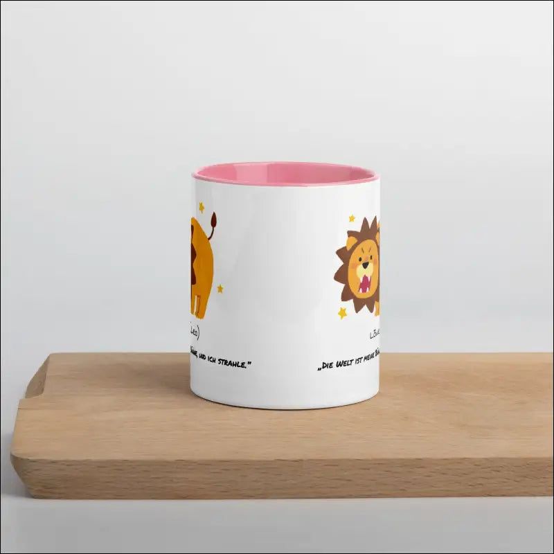 Löwe (Leo) - Tasse mit farbiger Innenseite - Pink