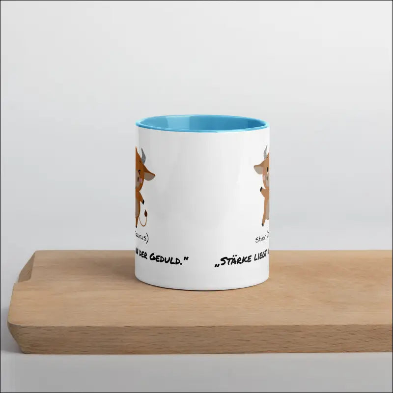 Stier (Taurus) - Tasse mit farbiger Innenseite - Blau