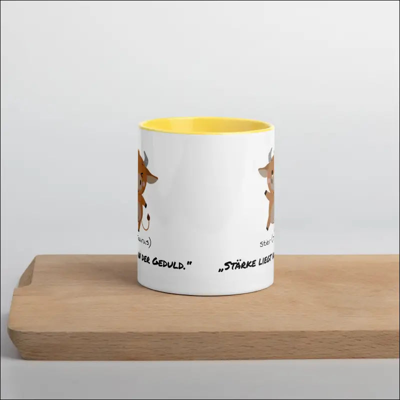 Stier (Taurus) - Tasse mit farbiger Innenseite - Gelb