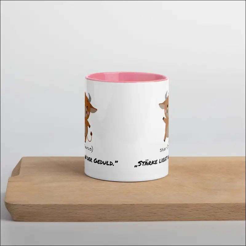 Stier (Taurus) - Tasse mit farbiger Innenseite - Pink