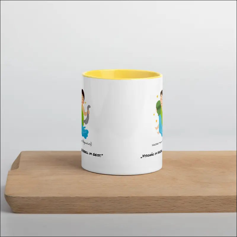 Wassermann (Aquarius) - Tasse mit farbiger Innenseite - Gelb