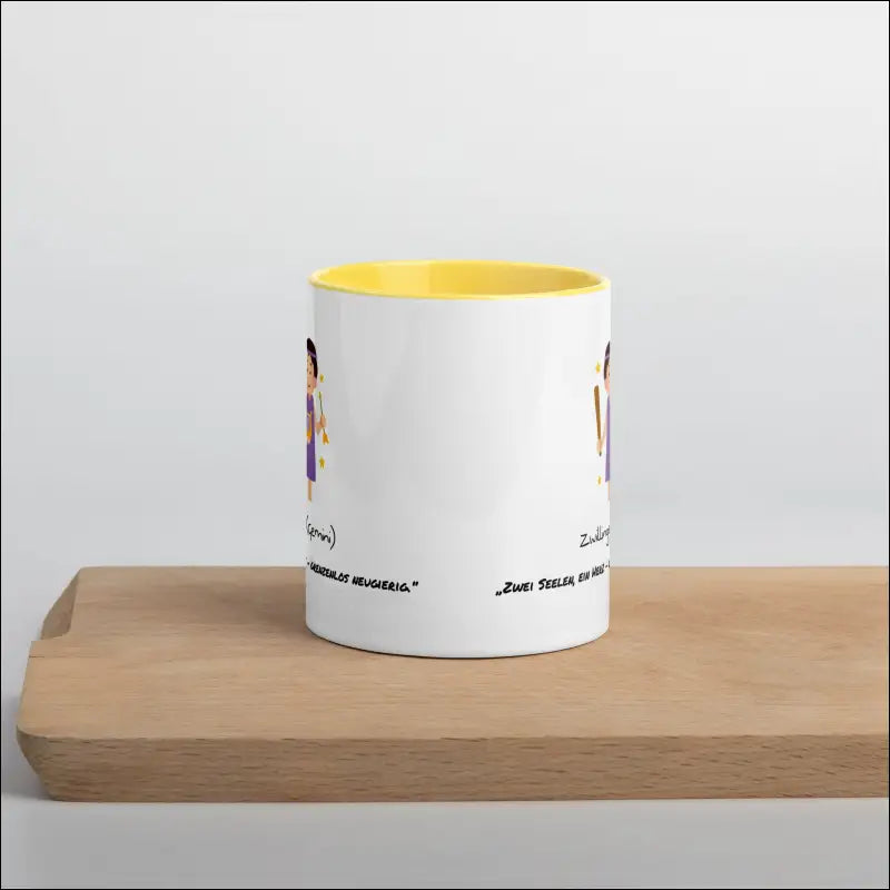 Zwillinge (Gemini) - Tasse mit farbiger Innenseite - Gelb