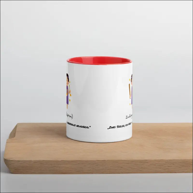 Zwillinge (Gemini) - Tasse mit farbiger Innenseite - Rot