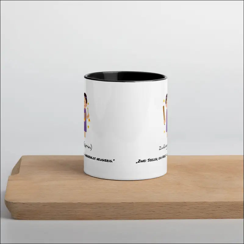 Zwillinge (Gemini) - Tasse mit farbiger Innenseite - Schwarz